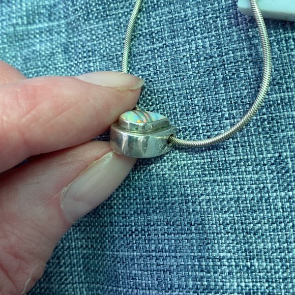 Sterling Silver Necklace and Opal Teardrop Pendant - Picture 16 of 17